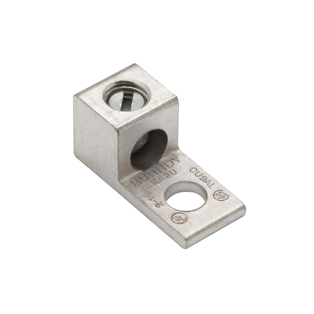 Aluminum Universal Terminal, 1 Hole, 500-1000 kcmil, 1/2" Stud, 1 Screw, Al/Cu Rated, Tin Plated.