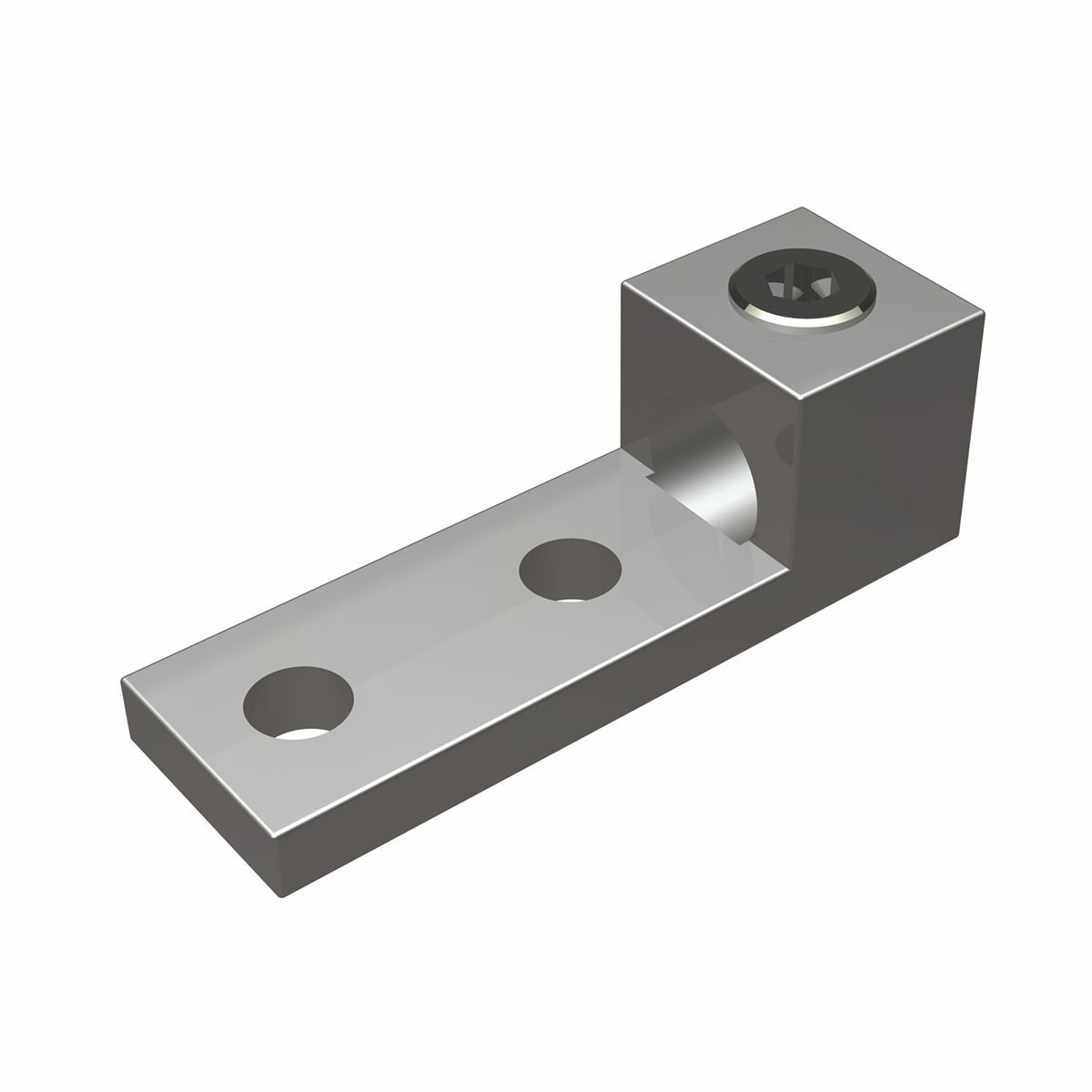 Aluminum Universal Terminal, 2 Hole, 2 AWG (Str)-600 kcmil, 1/2" Stud, 1.75" Stud Hole Spacing, 1 Screw, Al/Cu Rated, Tin Plated.