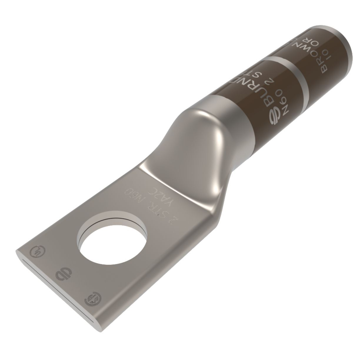 2 AWG CU, One Hole, 5/16 Stud Size, Long Barrel, Internal Chamfer, Tin Plated, UL/CSA, 90?C, Up to 35kV,BROWN Color Code, 10 Die Index.