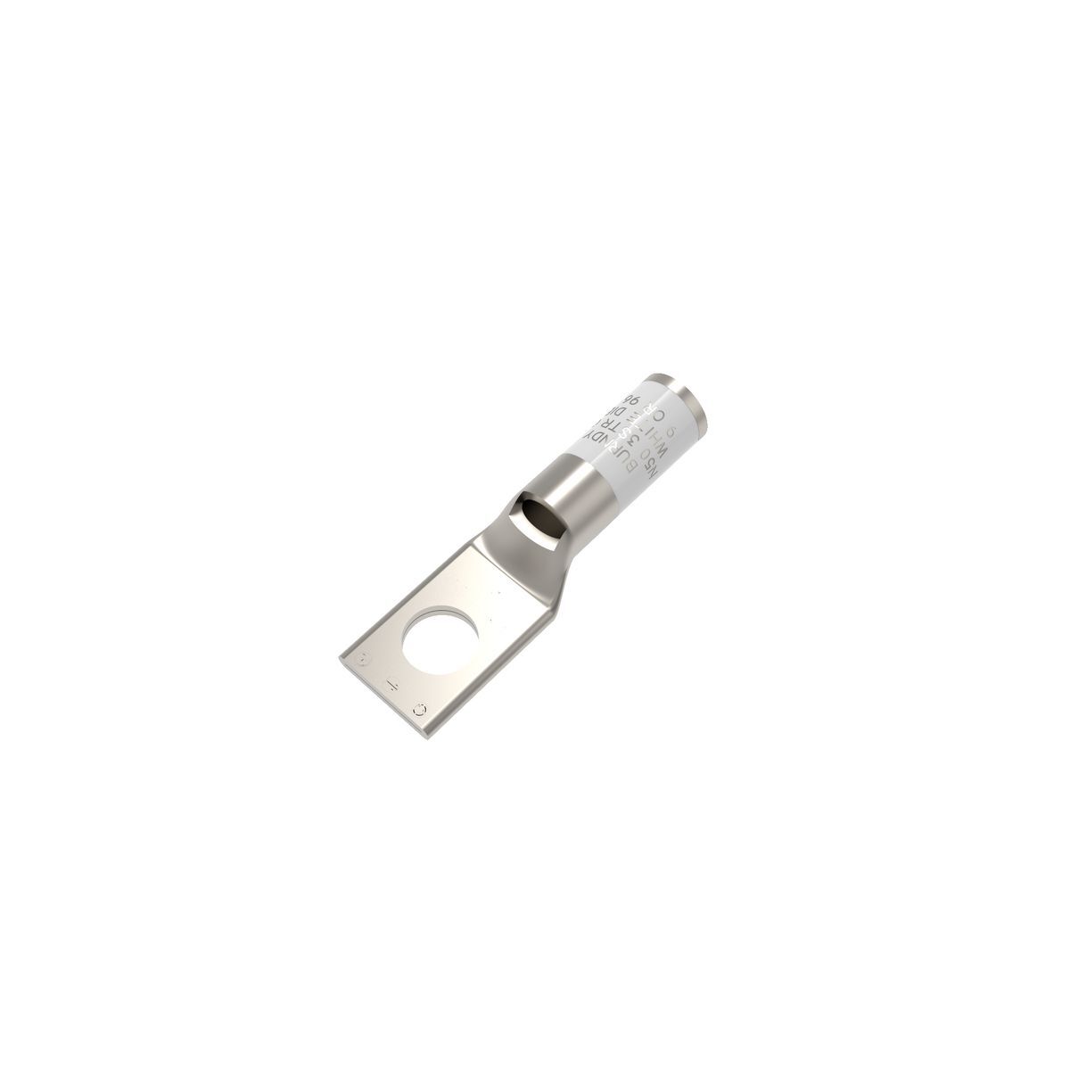 3 AWG CU, One Hole, 5/16 Stud Size, Standard Barrel, Inspection Window, Internal Chamfer, Tin Plated, UL/CSA 90? Up to 35kV, WHITE Color Code, 9 Die Index.