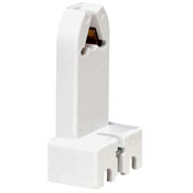 Medium Base, Bi-Pin, Standard Fluorescent Lampholder, Pedestal, Screw Mount, Turn-Type, 2-Screw Terminal, White
