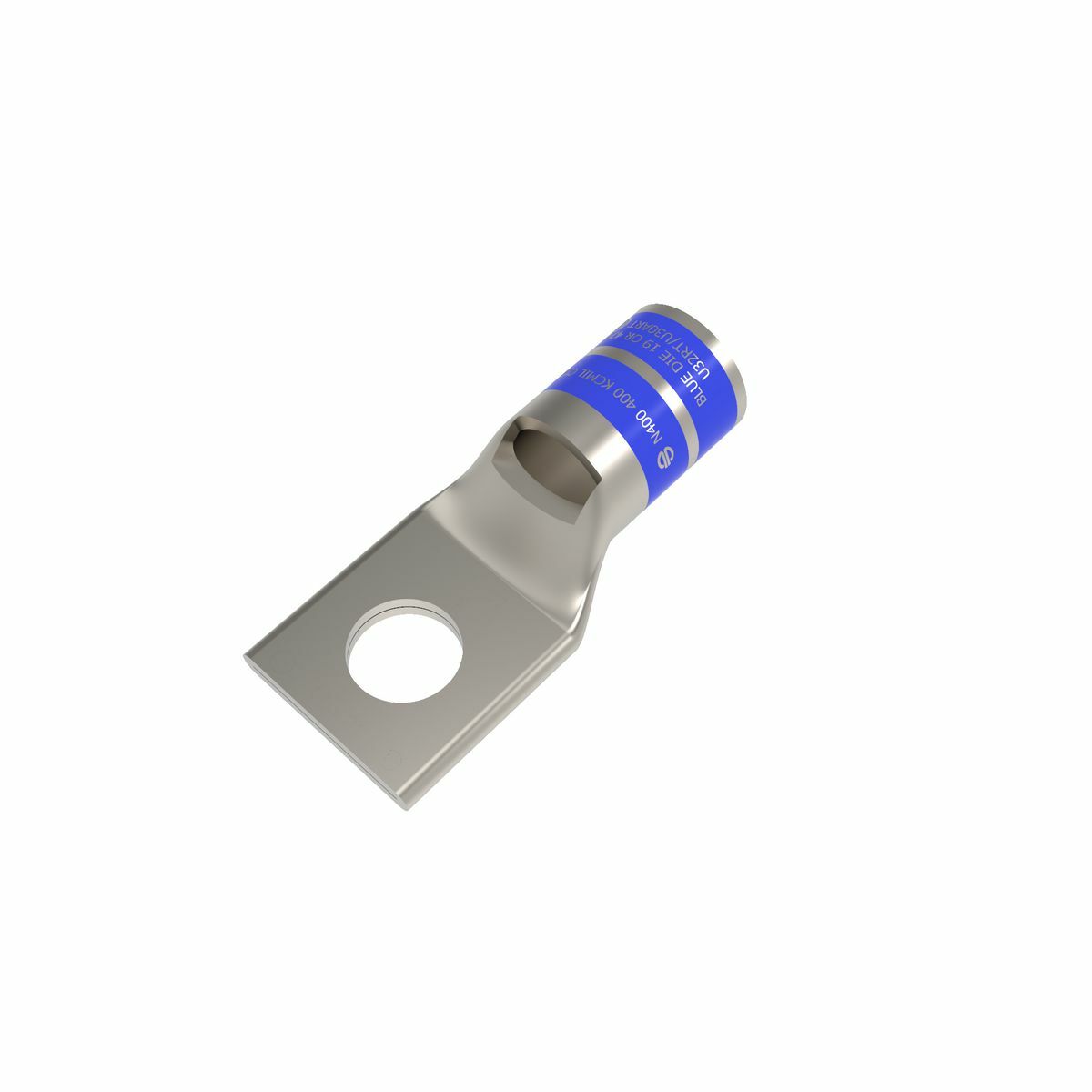 400 kcmil CU, One Hole, 5/8 Stud Size, Standard Barrel, Inspection Window, Internal Chamfer, Tin Plated, UL/CSA 90? Up to 35kV, BLUE Color Code, 19 Die Index.