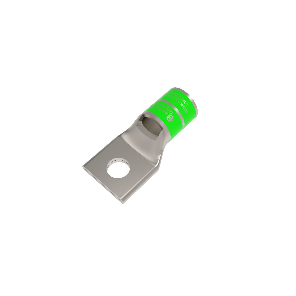 600 kcmil CU, One Hole, 5/8 Stud Size, Standard Barrel, Inspection Window, Internal Chamfer, Tin Plated, UL/CSA 90? Up to 35kV, GREEN Color Code, 22 or 472 Die Index.