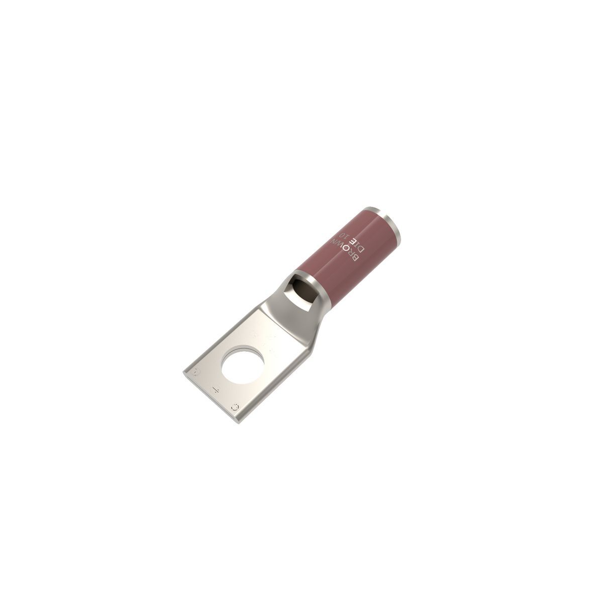 2 AWG CU, One Hole, 3/8 Stud Size, Standard Barrel, Inspection Window, Internal Chamfer, Tin Plated, UL/CSA 90? Up to 35kV, BROWN Color Code, 10 Die Index.