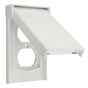1-Gang Duplex Device Wallplate Cover, Weather-Resistant, Thermoplastic, Device Mount, Vertical, White