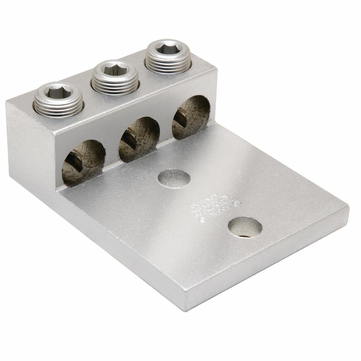 Aluminum Universal Terminal, 3 Conductor, 2 Hole, 14-2/0 AWG (Str), 1/2" Stud, 1.75" Stud Hole Spacing, 3 Screws, Al/Cu Rated, Tin Plated.