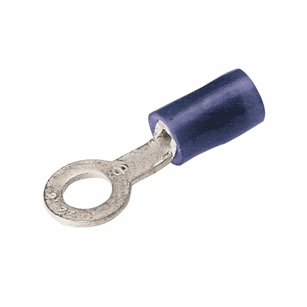 Copper Terminal, Ring Tongue, 16-14 AWG, #8-#10 Stud, 600 Volts Max., Nylon Insulated, Funnel Entry, Tin Plated.