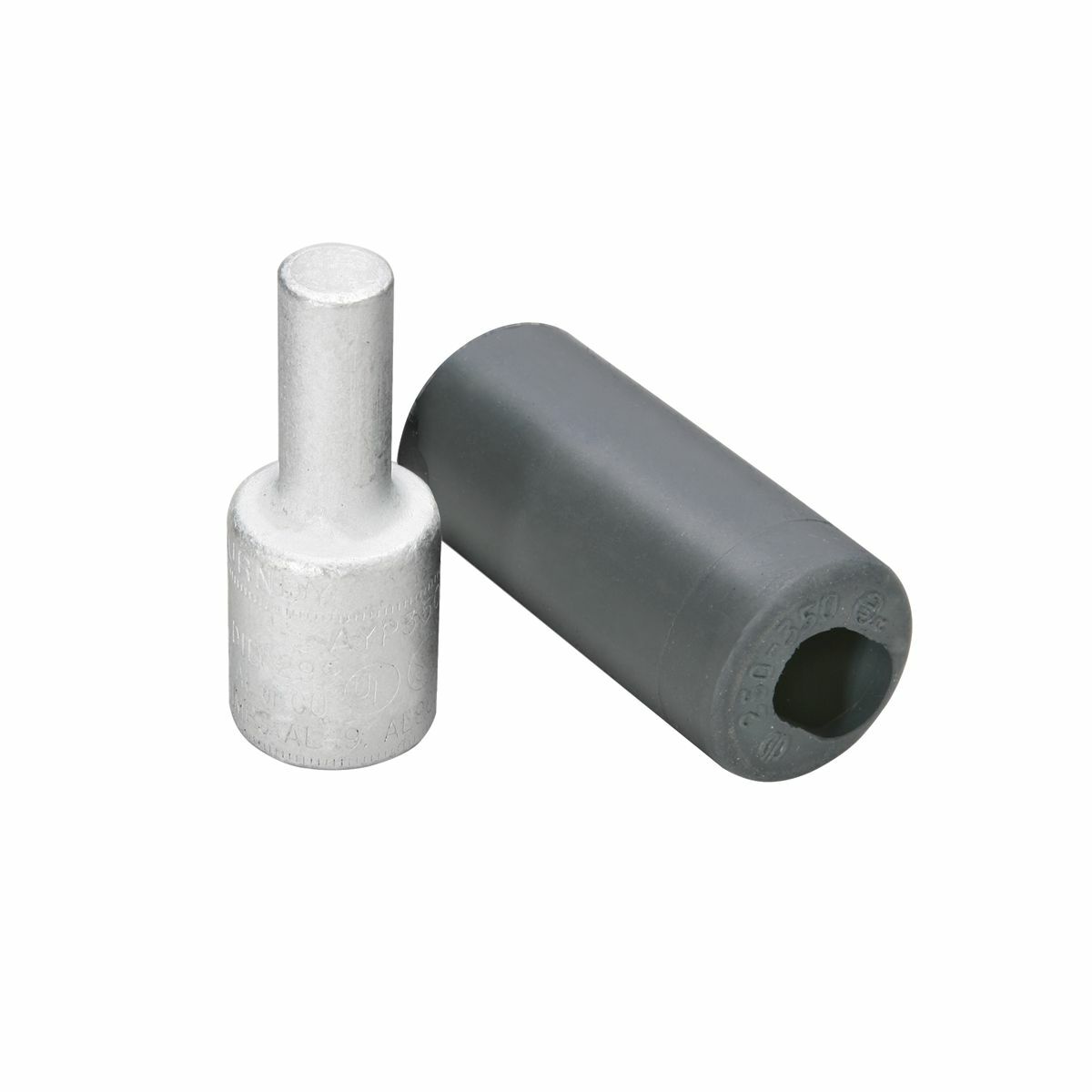 Aluminum Compression Pin Adapter, 350 kcmil, 0.57" Plug Dia, 1.34" Plug Length, Al/Cu Rated, Tin Plated.