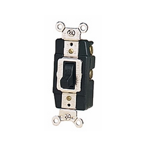 Switches, Panel Mount, Toggle, Contact Configuration: DPDT, Center Off, Switch Action: Side and Back, Operator Type: Maintained Contact, Contact Ratings: 30 Amp, Features: Center Off, Rated Volts: 120/277 VAC, Color: White, Grade: Industrial
