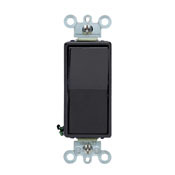 15 Amp, 120/277 Volt, Decora Rocker 4-Way AC Quiet Switch, Residential Grade, Grounding, Black