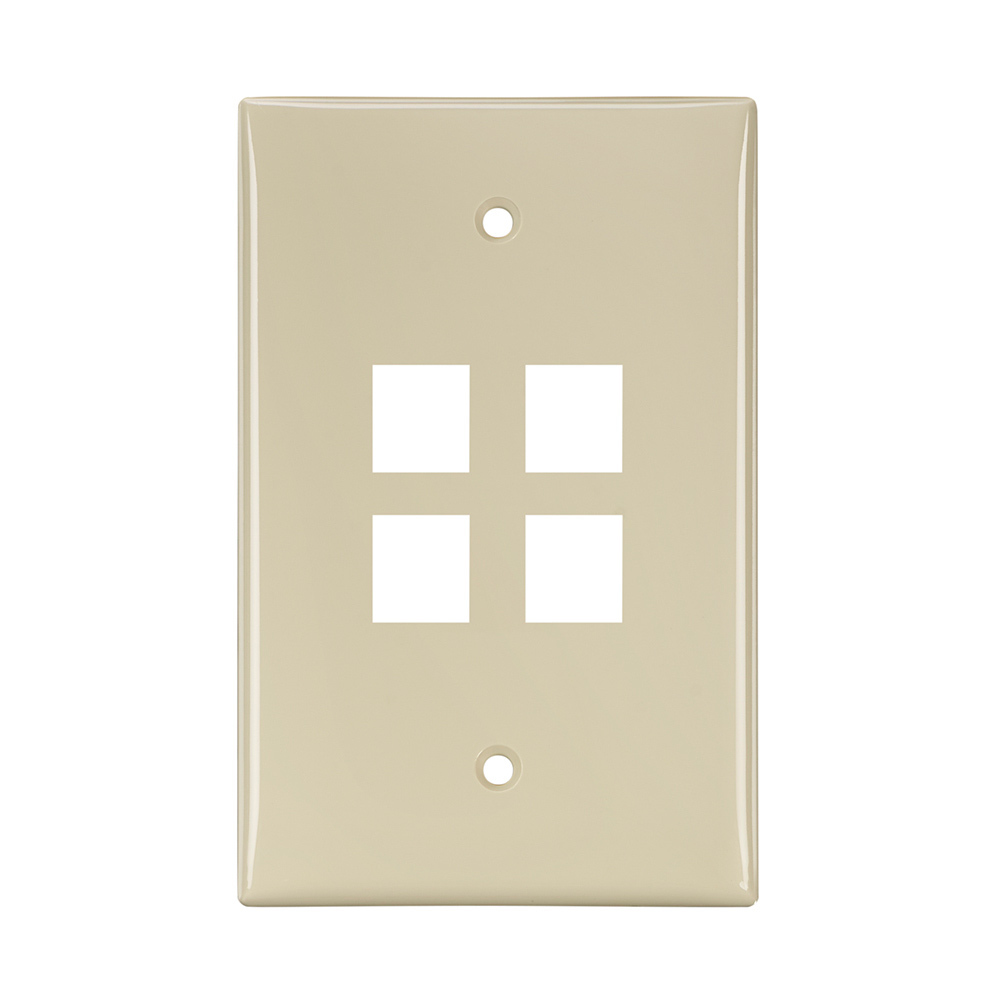 QuickPort Midsize Wallplate, Single Gang, 4-Port, Ivory