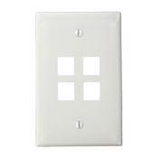 QuickPort Midsize Wallplate, Single Gang, 4-Port, White