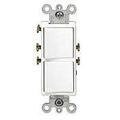 20 Amp, 120/277 Volt, Decora Brand Style Single-Pole / Single-Pole AC Combination Switch, Commercial Grade, Grounding, White