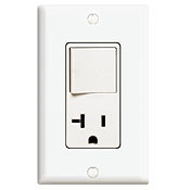 20 Amp, 120 Volt, Decora Brand Style Single-Pole, AC Combination Switch, Commercial Grade, Grounding, White