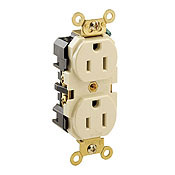 15-Amp, 125 Volt, Industrial Extra Heavy Duty Grade, Duplex Receptacle, Straight Blade, Self Grounding, Black