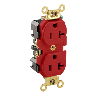 20-Amp, 125-Volt, Industrial Heavy Duty Grade, Straight Blade, Industrial Grade, Self Grounding, Red