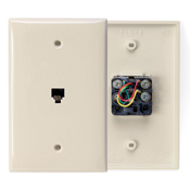 Midsize Telephone Wall Jack, 6P4C, Ivory