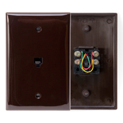Midsize Telephone Wall Jack, 6P4C, Brown