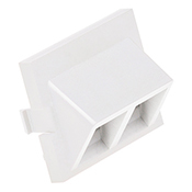 MOS Insert, 2-Port QuickPort Adapter, 45° exit, 1.5 units high, white