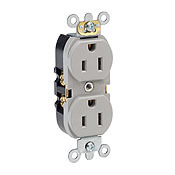 15-Amp, 125 Volt, Industrial Heavy Duty Grade, Duplex Receptacle, Straight Blade, Self Grounding, Contractor Pack, White