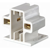 G23, G23-2 Base, 5W 7W 9W 2-Pin, Compact Fluorescent Lampholder, Horizontal, Screw-Down, Code, White Body