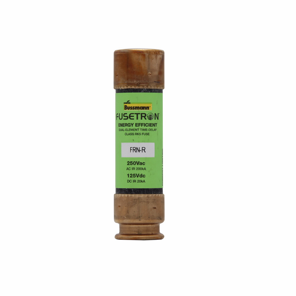 Eaton Bussmann series FRN-R fuse, 35 A, Dual, Class RK5, Non-indicating, Ferrule end x ferrule end, 10 sec at 500%, 200 kAIC at 250 V,20 kAIC at 125 Vdc, Standard, 250 V, 125 Vdc