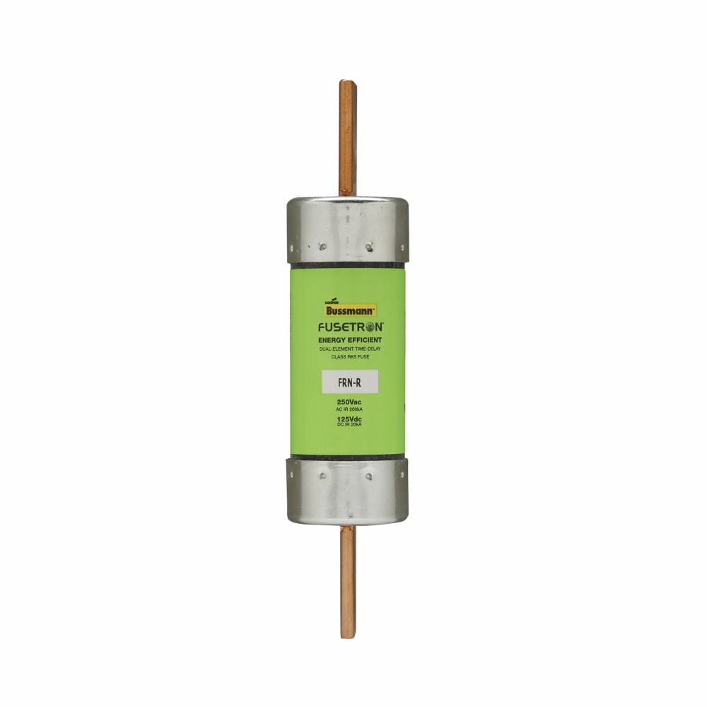 Eaton Bussmann series FRN-R fuse, 200 A, Dual, Class RK5, Non-indicating, Blade end x blade end, 10 sec at 500%, 200 kAIC at 250 V,20 kAIC at 125 Vdc, Standard, 250 V, 125 Vdc