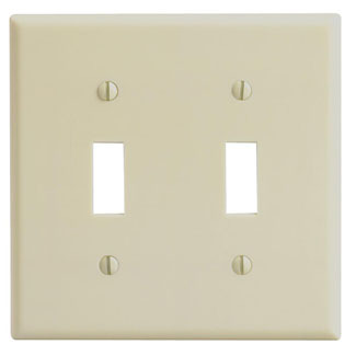 2-Gang Toggle Device Switch Wallplate, Standard Size, Thermoset, Device Mount, Ivory