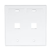 QuickPort Wallplate with ID window, dual gang, 2-port, white