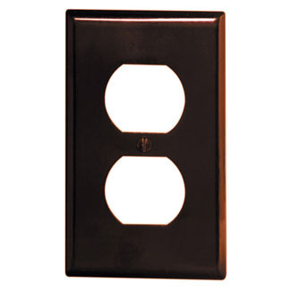 1-Gang Duplex Device Receptacle Wallplate, Standard Size, Thermoset, Device Mount, Brown