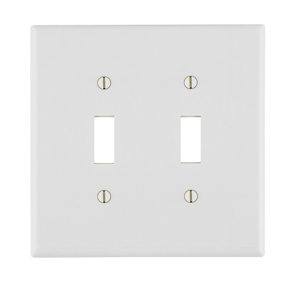 2-Gang Toggle Device Switch Wallplate, Standard Size, Thermoset, Device Mount, White