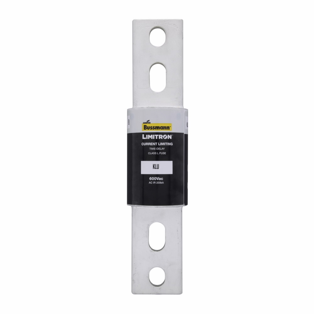 Eaton Bussmann series KLU fuse, LIMITRON Fast-acting fuse, 1200 A, Class L, Non-indicating, Bolted blade end x bolted blade end, 5 sec at 500%, 200 kAIC at 600 Vac, Bolt, Standard, 1, 600 V