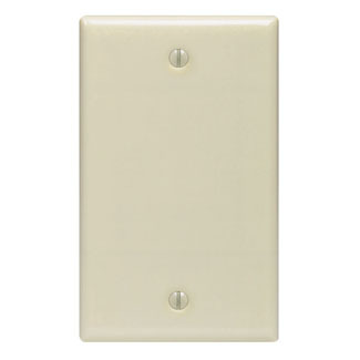 1-Gang No Device Blank Wallplate, Standard Size, Thermoset, Box Mount, Ivory