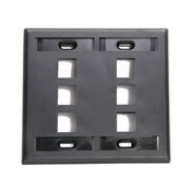 QuickPort Wallplate with ID window, dual gang, 6-port, black