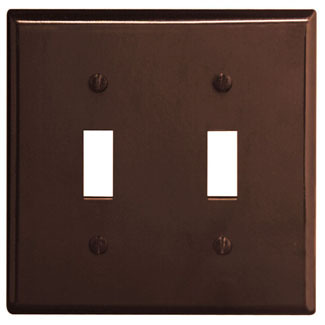 2-Gang Toggle Device Switch Wallplate, Standard Size, Thermoset, Device Mount, Brown