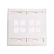 QuickPort Wallplate with ID window, dual gang, 8-port, white
