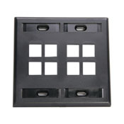 QuickPort Wallplate with ID window, dual gang, 8-port, black