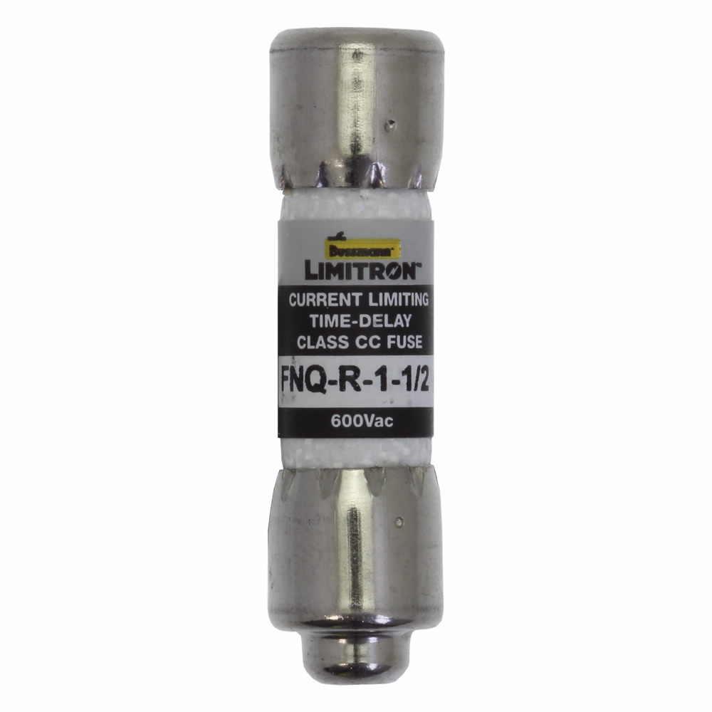 Eaton Bussmann series FNQ-R fuse, 1.5 A, Class CC, Non-indicating, Ferrule end x ferrule end, 12 sec at 200%, 200 kAIC, Melamine tube, Standard, 600 V
