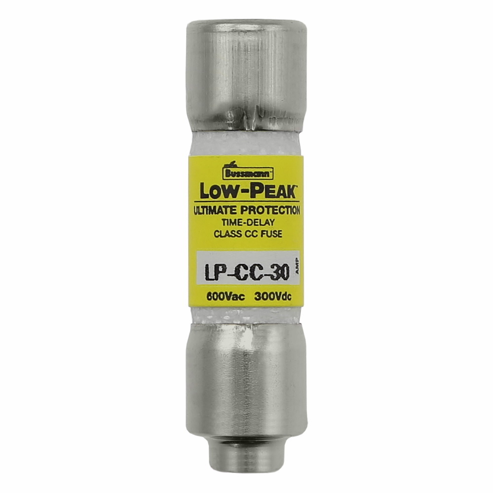 Eaton Bussmann series LP-CC fuse, Current-limiting time-delay fuse, Rejection style, 7.5 A, Dual, CC, Non-indicating, Ferrule end x ferrule end, 12 sec at 200%, 200 kAIC at 600 V,20 kAIC at 150 Vdc, Melamine tube, 10, 600 V, 150 Vdc