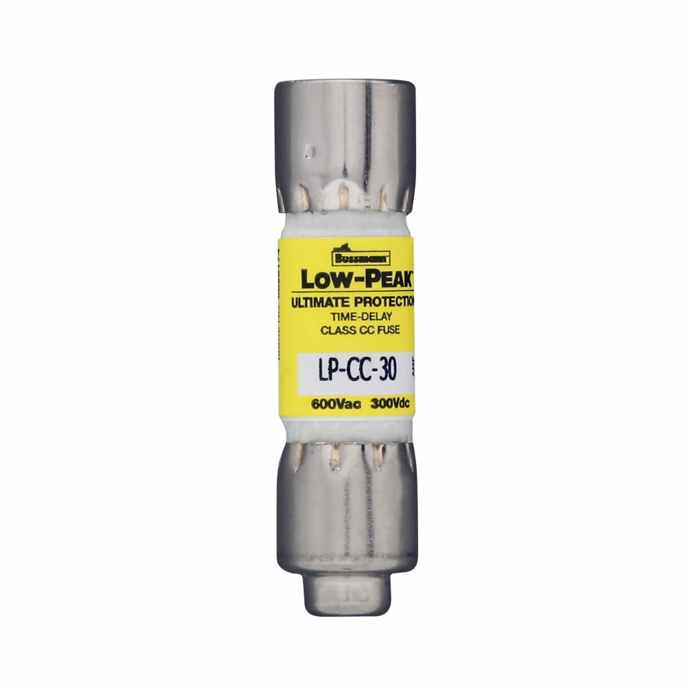 Eaton Bussmann series LP-CC fuse, Current-limiting time-delay fuse, Rejection style, 2.25 A, Dual, CC, Non-indicating, Ferrule end x ferrule end, 12 sec at 200%, 20 kAIC at 300 Vdc,200 kAIC at 600 V, Melamine tube, 10, 600 V, 300 Vdc