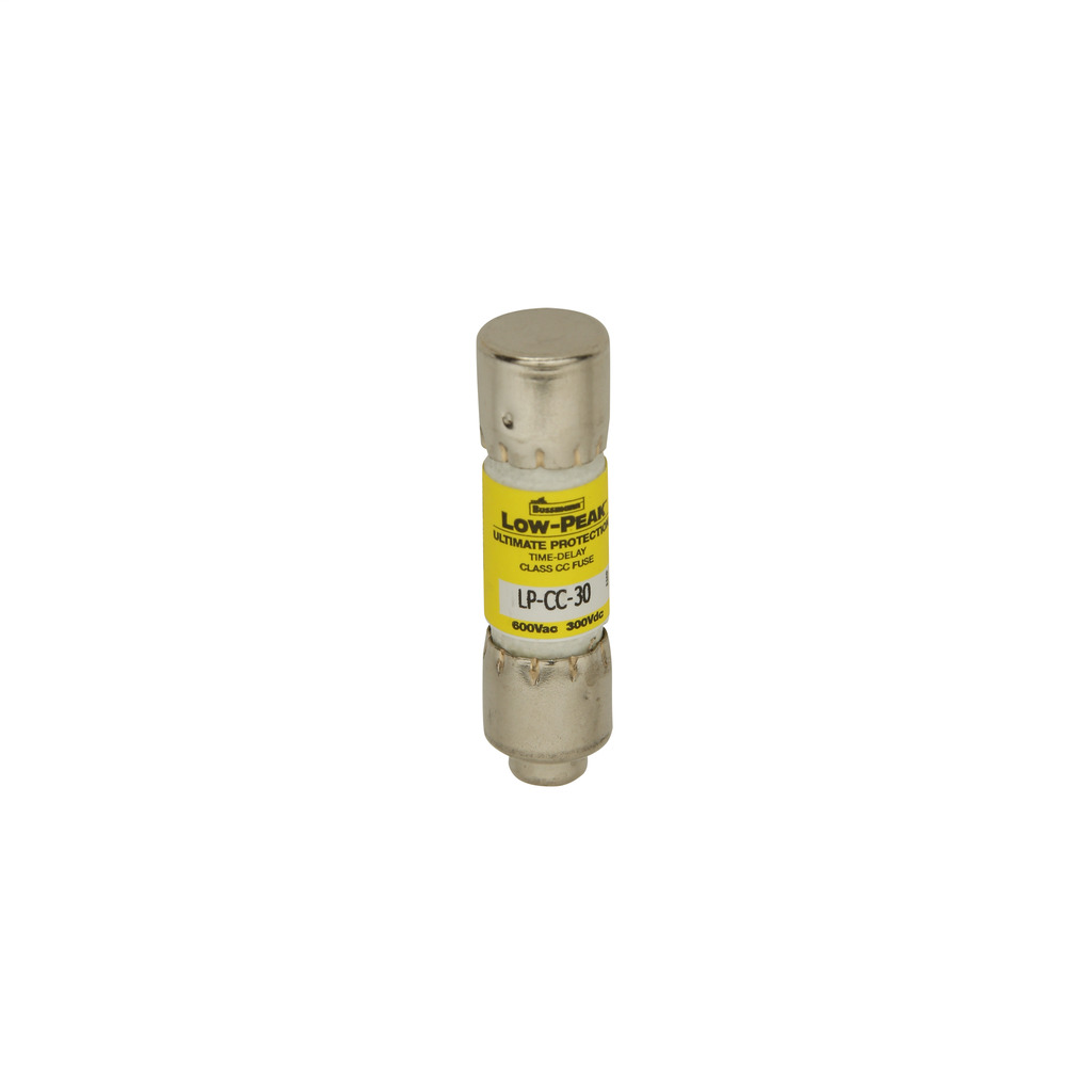 Eaton Bussmann series LP-CC fuse, Current-limiting time-delay fuse, Rejection style, 2.5 A, Dual, CC, Non-indicating, Ferrule end x ferrule end, 12 sec at 200%, 200 kAIC at 600 V,20 kAIC at 300 Vdc, Melamine tube, 10, 600 V, 300 Vdc