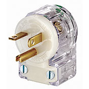 20 Amp, 250 Volt, Plug, Straight Blade, Hospital Grade, Grounding, Angle, Black-White