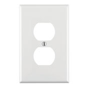 1-Gang Duplex Receptacle Wallplate, Midway Size, White