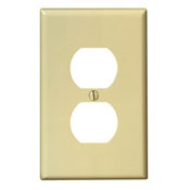 1-Gang Duplex Receptacle Wallplate, Midway Size, Ivory