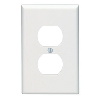 1-Gang Duplex Device Receptacle Wallplate, Midway Size, Thermoset, Device Mount, White