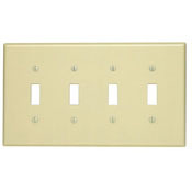 4-Gang Toggle Switch Wallplate, Midway Size, White