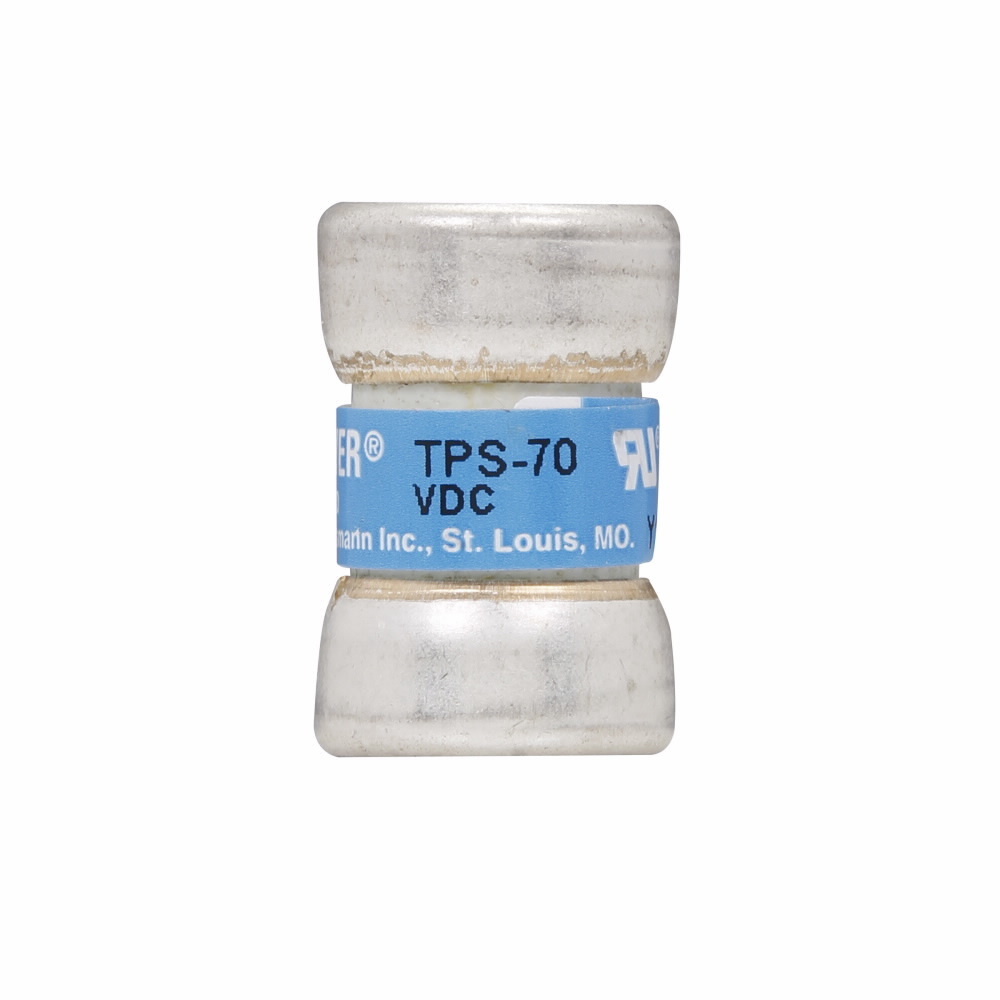 Eaton Bussmann series TPS telecommunication fuse, 170 Vdc, 30A, 100 kAIC, Non Indicating, Current-limiting, Non-indicating, Ferrule end X ferrule end, Glass melamine tube, Silver-plated brass ferrules