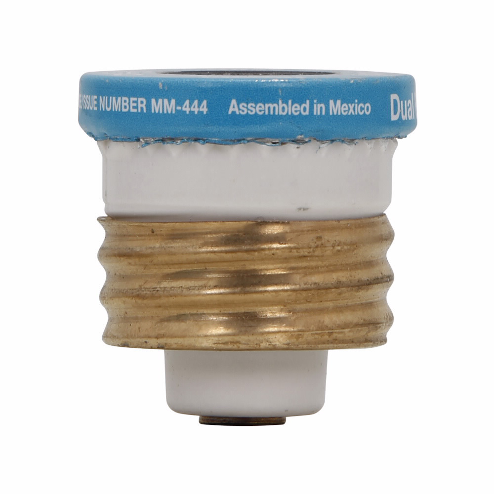 Eaton Bussmann series Type T plug fuse, plug fuse, time delay, heavy duty, 8 A, 125 Vac, 10 kAIC (RMS Symmetrical) interrupt rating, 10 kA short circuit rating, threaded mount, duel element, plastic body, brass thread, edison base