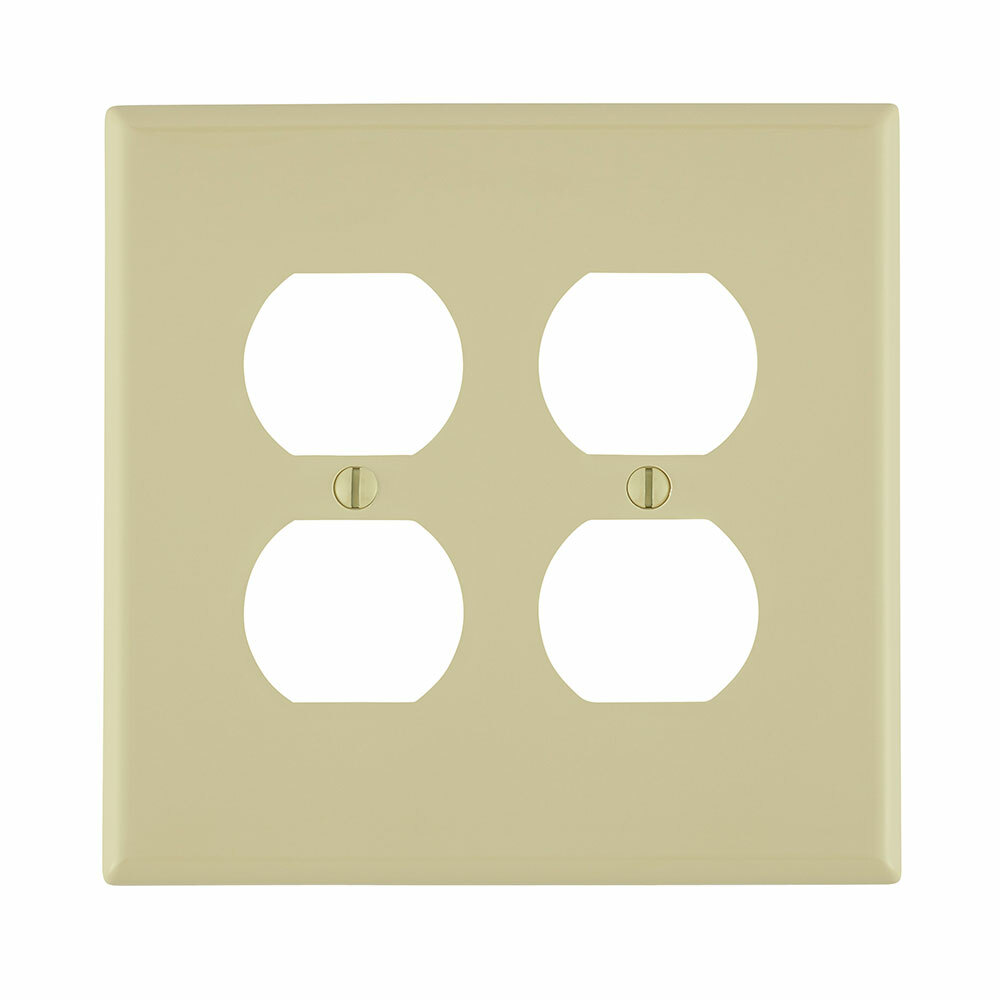 2-Gang Duplex Receptacle Wallplate, Midway Size, Ivory