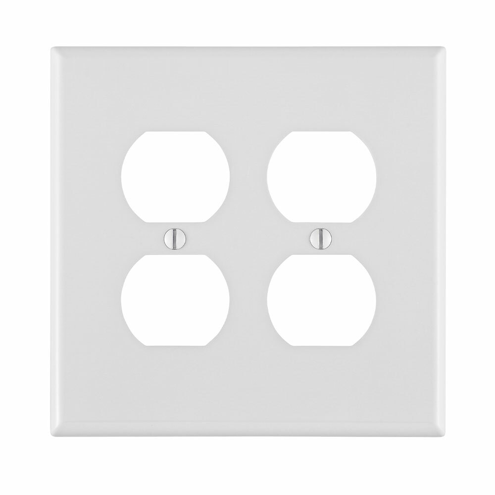 2-Gang Duplex Receptacle Wallplate, Midway Size, White